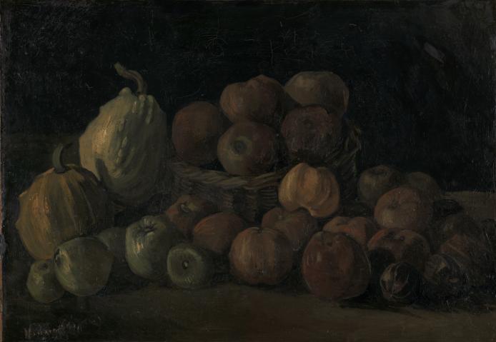 Still life with apples and pumpkins