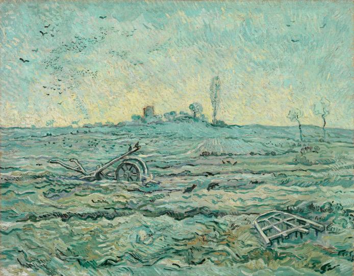Snow-covered field with a harrow (after Millet)